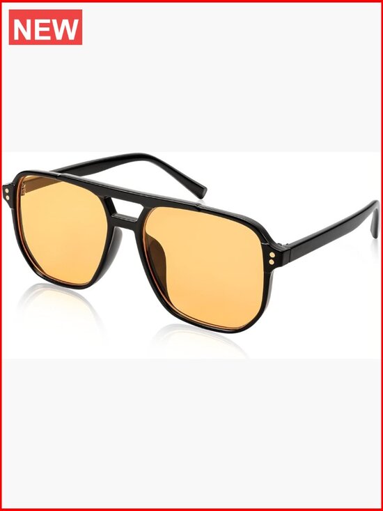 Retro Square Aviator Sunglasses UV400 Protection Plastic Frame Unisex main image 4